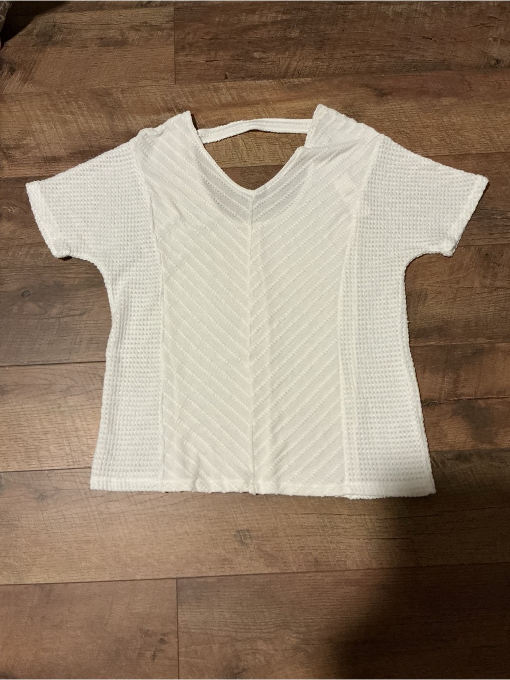 BKE White Short Sleeve Textured Knit Top